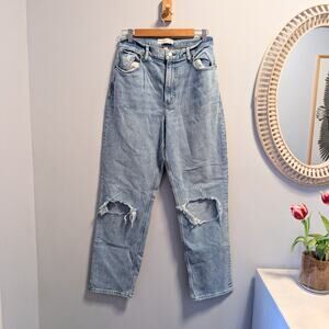 ABERCROMBIE & FITCH The 90s Straight High Rise Curve Love Blue Jeans 29 R NWOT
